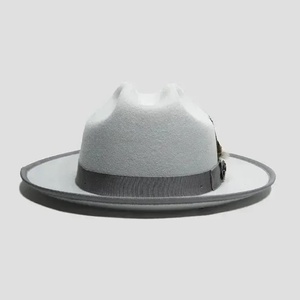 Unisex Wool Felt Fedora <b>Hat</b> Wide Brim Vintage Jazz Style Feather <b>Band</b> for Party Casual Outdoor - Product Image 4