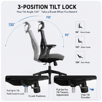 Chaise de bureau ergonomique à dossier mi-haut en maille pour personnes de grande taille, réglable en hauteur, pivotante et compatible repas