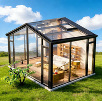 Véranda extérieure triangulaire moderne et minimaliste, double vitrage trempé, en alliage d'aluminium, design écologique à énergie solaire pour hôtel et parc