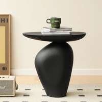 Table d'appoint d'angle de salon en bois massif style galet, Wabi-Sabi, moderne, minimaliste, noire, élégante, tendance, unique