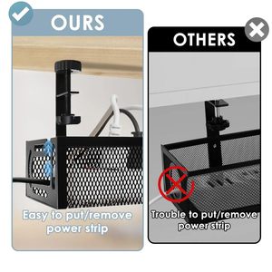 Bandeja Organizadora de Cables de Acero al Carbono para Debajo de la Mesa con Abrazadera de Montaje, Organizador de Cables para Oficina y Hogar - Product Image 3