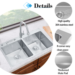 Ordine all'ingrosso NSF certificata mano doppia ciotola lavello da cucina 16 Gauge 304 acciaio inossidabile resistente 5000 unità <span class=keywords><strong>mensili</strong></span> - Product Image 3