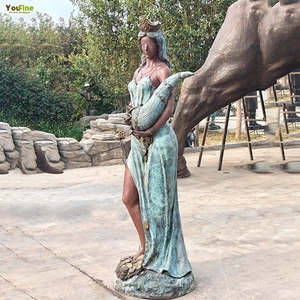 Statua in Bronzo a Grandezza Naturale di Fortuna con Occhi Coperti, Scultura della Dea Greca Romana con Cornucopia per Arredamento Casa e Giardino - Product Image 5