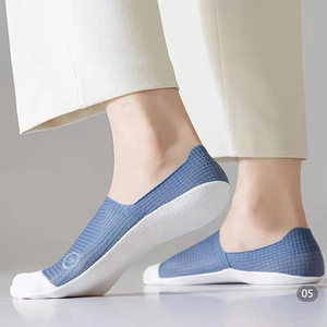Chaussettes pour hommes fines, respirantes, confortables, de haute qualité, motif gaufré, chaussettes bateau, absorbant la transpiration, chaussettes en maille décontractées - Product Image 1