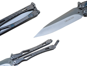Cuchillo de Mariposa de Entrenamiento de Acero Inoxidable, Diseño Independiente, Sin Filo, Cuchillo Plegable Multifunción para Exteriores - Product Image 3