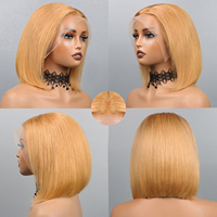 Nouvelle perruque brésilienne non Remy en cheveux vierges, longue et droite, avec dentelle frontale transparente, mélange de cheveux humains, densité 180 %, cheveux de bébé, petite taille de bonnet