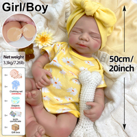 Boneka Bayi Reborn Silikon Realistis 20 inci, Lembut, Warna Gelap, untuk Terapi Emosional dan Kenyamanan, Hadiah Natal, Langsung dari Pabrik