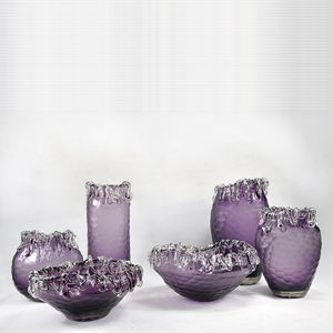 बैंगनी कांच के फूल फूलदान घर सजावट के लिए चीन में किए गए डिजाइनर फूलदान - Product Image 4