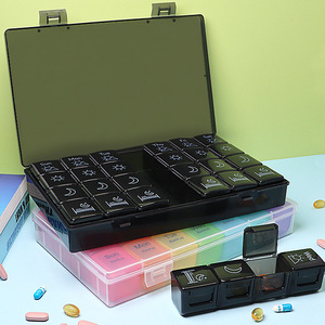 Wholesale Modern 4-Cell 7-Day Portable Medicine <b>Box</b> <b>Large</b>-Capacity 28-Cell Transparent Moisture-Proof Sub-<b>Packing</b> Multi-Cell - Product Image 1