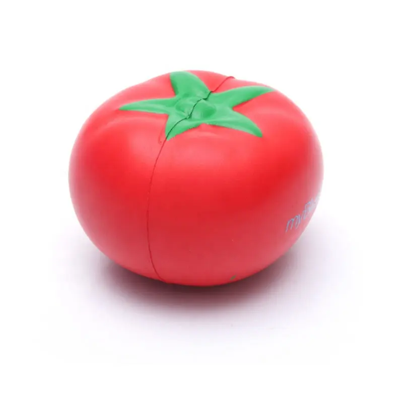 Custom Promotional PU Foam Squishy Tomato Shaped Anti Stress Ball Squeeze Ball Slowing Rising Fruit Toys