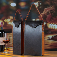 Boîte à vin en cuir PU personnalisée, sac de transport de luxe pour une ou deux bouteilles de champagne, housse de protection, sac cadeau avec velcro
