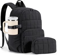 Sac à dos pour ordinateur portable en velours pour femmes |   Porte-gobelet géant matelassé 27L à double fermeture éclair et 18 poches pour voyage