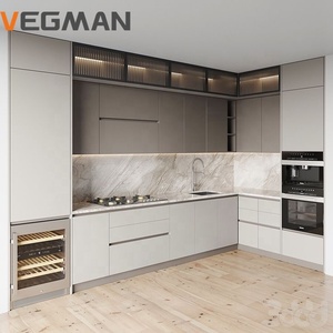 Modern Luxury Modular Kitchen Cabinet <strong>Marble</strong>/Laminate French Lacquer Doors MDF Construction Smart Kitchen <strong>Cupboard</strong> Set - Product Image 6