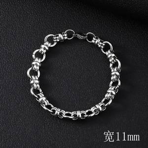 Pulseras de Cadena Gruesa para Hombre en Varios Estilos: Cubana, Bizantina, Espiga, Cuerda |   Estilo Hip-Hop y Punk, Impermeable, No se Desvanece - Product Image 5