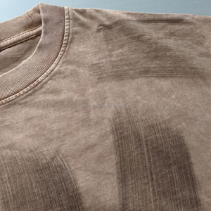T-shirt personnalisé de lavage de boue pour l'été Manchette en détresse Bord brut Tee Streetwear Hip Hop Not Overlock - Product Image 4