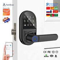 Serrure intelligente Tuya Aurelysse à installation facile, biométrique, par empreinte digitale, mot de passe numérique, poignée de porte, haute sécurité, prix usine, OEM/ODM