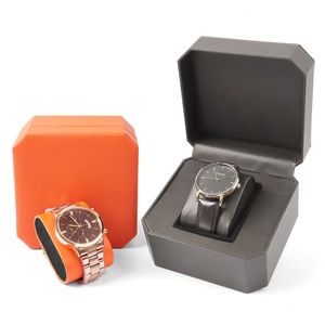 Boîtes de rangement pour montres classiques en cuir PU pour hommes, boîte de rangement pour montres en cuir PU de luxe avec logo personnalisé, octogonale - Product Image 4