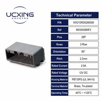 Konektor MX34016NF3 WX 28P Adaptor Motor Servo Male SPS Housing Kontak Paduan Tembaga 12V DC 2.5A Arus Terukur Bentuk Persegi Panjang
