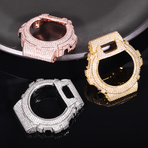 Boîtier de montre de luxe en moissanite sertie de diamants pour DW-6900, en laiton massif, avec lunette entièrement sertie de diamants, passe le testeur de diamants, accessoire de montre - Product Image 5