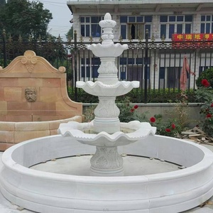 Giardino esterno decorativo <span class=keywords><strong>3</strong></span> livelli di marmo bianco fontana di acqua pietra cavallo fontana - Product Image 4