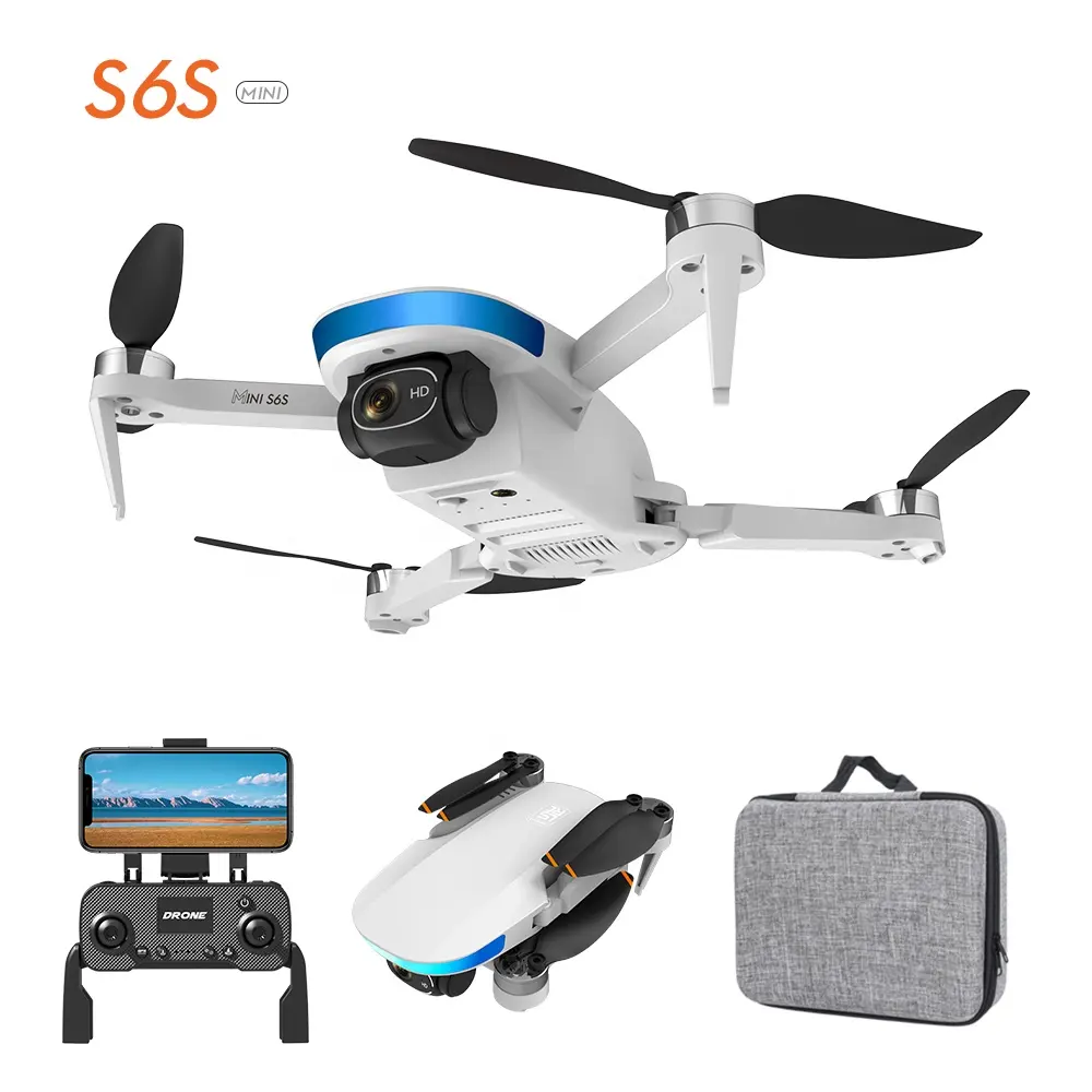 Mini Drone S6s avec Gps, vol stationnaire d'intérieur, 4k, double caméra, flux lumineux, 5g, Wifi, sans balais, pliable, quadrirotor Rc, hélicoptère, jouets
