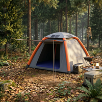 Tente de camping gonflable solaire avec pompe à air électrique, gonflage automatique en 1 minute, tente de glamping de luxe 4 saisons avec panneau solaire