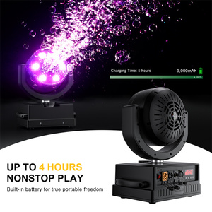 SHEHDS Machine à bulles mobile rechargeable 100W DMX512 9CH avec éclairage LED pour effets de scène, idéale pour mariages, concerts et fêtes - Product Image 2