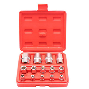 Juego de 14 Puntas de Atornillar Torx en Forma de Estrella, de Acero al Cromo Vanadio, con Estuche Rígido, Juego de Herramientas Manuales - Product Image 1