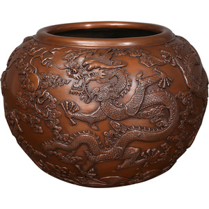 Pot rond en cuivre en forme de dragon, ornement fait à la main pour salon, bureau, décoration de la maison, cadeau - Product Image 4