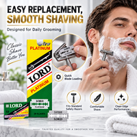 Lames de rasoir de sécurité à double tranchant avec logo personnalisé OEM, revêtement platine, acier inoxydable de qualité supérieure, rasage sûr du visage, emballage à marque privée