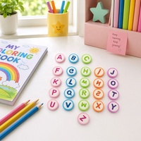 STASUN Ensemble de 26 gommes à effacer en forme de lettres de l'alphabet, gommes à effacer rondes colorées pour enfants, fournitures scolaires et d'apprentissage