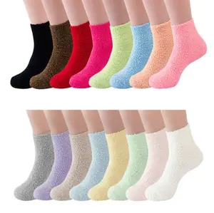 Chaussettes d'hiver en velours pour femmes, confortables, chaud, confortable, fabricant, blanc, rose, lit de maison, en peluche, bleu, pour l'hiver