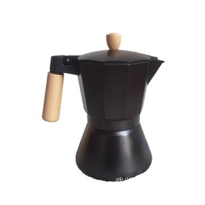 Caffettiera Moka Italiana di Alta Qualità Compatibile con Piano Cottura e Induzione, Manico in Legno, Alluminio Nero, 300ml - Product Image 6