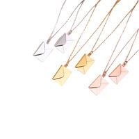 Collier pendentif élégant en acier inoxydable en forme d'enveloppe, personnalisable avec nom et date gravés au laser, plaqué or 18 carats, bijou de foi, cadeau