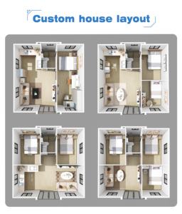 Rumah kontainer baja 20 kaki 30 kaki 40 kaki, rumah kontainer baja dengan 3 kamar tidur untuk hotel dan kantor - Product Image 3