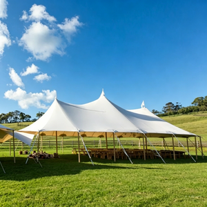 Tente de réception ovale en toile de voile, robuste, imperméable, translucide, avec poteaux en bois, pour événements de luxe en plein air, mariages et célébrations - Product Image 1