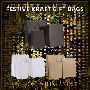 Luxury Colored Kraft Gift Bags with Recycled Materials <b>Multiple</b> Handle Options Custom Sizes for Holiday Packaging-In-Stock - Product Image 2