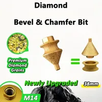 Foret diamanté industriel M14 2-en-1 pour chanfreinage et découpe, outil réutilisable pour comptoirs, carreaux, marbre et verre