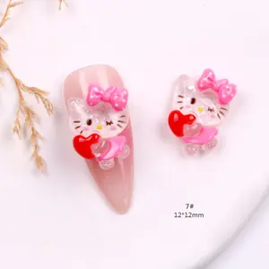 TSZS Trending New Cute Cartoon Design Nail Decoration 3D Resin Kitty Cat Head Kawaii Nail Charms para Press on Nail Beauty
