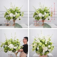 DKB Boule de fleurs artificielles 5D personnalisée en forme de cœur, multicolores, avec roses et roseaux mélangés, centre de table floral pour décoration de mariage