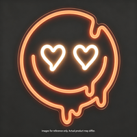 Enseigne néon LED Smiley Cœur-yeux, Lumière néon effet gouttelette Emoticon de dessin animé pour Chambre, Bar, Fête, Décoration murale et intérieure