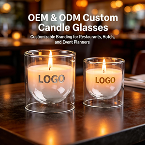 Portacandele All'ingrosso in <span class=keywords><strong>Vetro</strong></span> Borosilicato a Doppio Strato Trasparente Isolato per Casa, Ristorante ed Eventi - Product Image 1