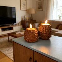Support de bougie électronique sans flamme en forme de pomme de pin, créatif, en plastique, tendance, personnalisé, pour la décoration intérieure et les mariages