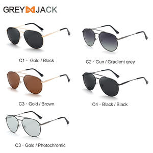 Lunettes de soleil unisexes de style aviateur, monture intégrale, verres TAC, protection UV400, couleur noir, gris, or, pour la conduite - Product Image 4