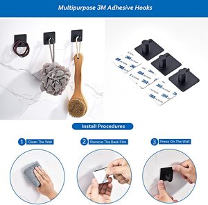 Juego de accesorios de baño de acero inoxidable negro mate, <span class=keywords><strong>toallero</strong></span> redondo montado en la pared con juego de accesorios de baño de toallas de 16 pulgadas - Product Image 4