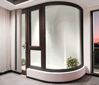 Conception personnalisée d'usine haut de gamme Grande cloison en aluminium Fenêtre fixe incurvée Verre fixe Style ouvert pivotant pour l'extérieur