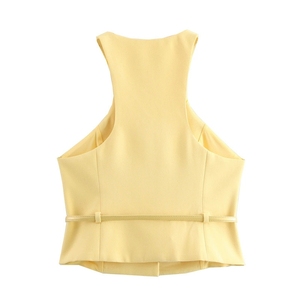 Nuevo Estilo Europeo y Estadounidense con Cinturón, Traje de Falda Mini sin Mangas para Mujer, a la Moda - Product Image 3