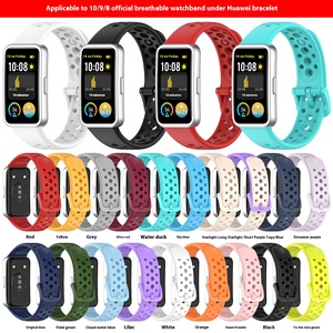 Bracelet officiel 10 bracelet de sport Silicone Charm Hole Compatible Band9/8 <span class=keywords><strong>Smartwatch</strong></span> <span class=keywords><strong>Band</strong></span> pour <span class=keywords><strong>Huawei</strong></span> - Product Image 4