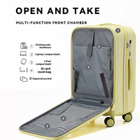 Ensemble de bagages de luxe unisexe en ABS avec roulettes pivotantes, design exclusif à ouverture frontale rayée, pour voyages d'affaires