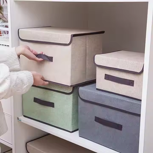 Hiện đại Flip-Top Nắp xử lý có thể gập lại Stackable Closet Organizer vải không dệt hộp lưu trữ cho hiệu quả quần áo tổ chức - Product Image 2